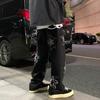 Men Denim Pants Five-pointed Star Pattern Embroidery Loose Wide Leg Streetwear Solid