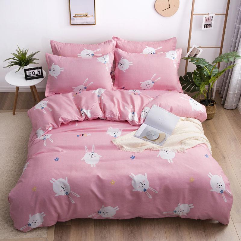 Live Stream Thickened Platinum Cotton Sanded Four-piece Set, Bed Sheet Quilt Cover, Student Dormitory Three-piece Set, Bedding