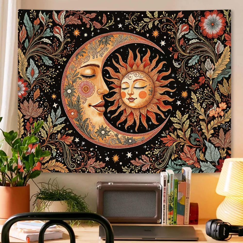 Vintage Sun and Moon Tapestry Bohemian Hippie Living Room Bedroom Dormitory Wall Hanging Home Decor