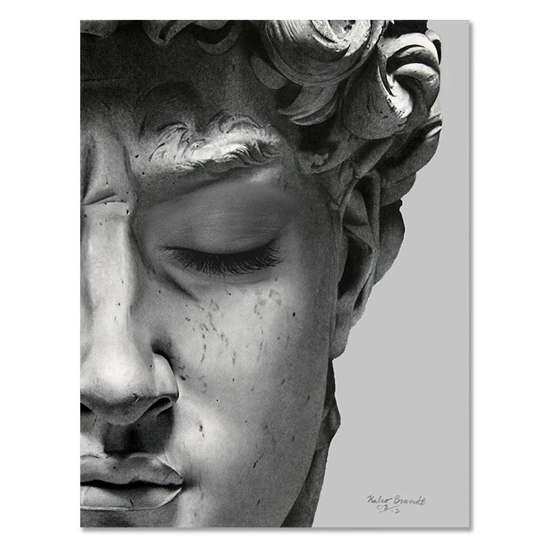 Retro Renaissance David Solid Sculpture Canvas Paintings Half A Face Portrait Print Posters Art Pictures for Room Wall Decor