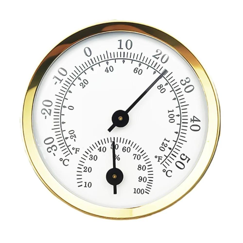 Pointer Thermometer Hygrometer Thermohygrometer Indoor Outdoor Wall-mounted Electronic Temperature Humidity Meter for Household золотой