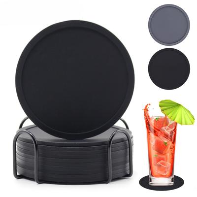 Silikonové tácky kulaté 10cm izolované tácky sada bělidlem odolné kávové tácky měkké gumové tácky