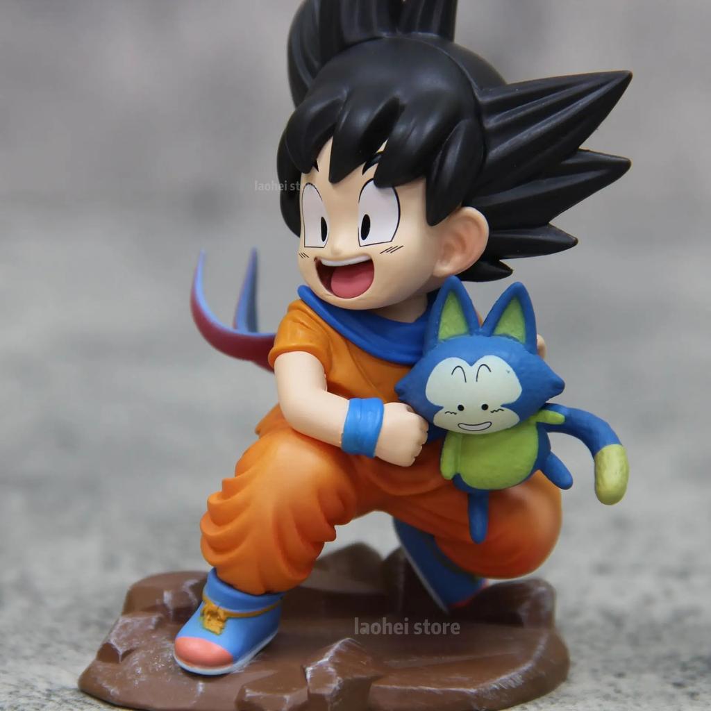 Dragon Ball Childhood Little Goku Hugs Puer Ya Mu Tea Little Follower Figures Doll Pvc Model Statue Collection Toy Ornamen Gift