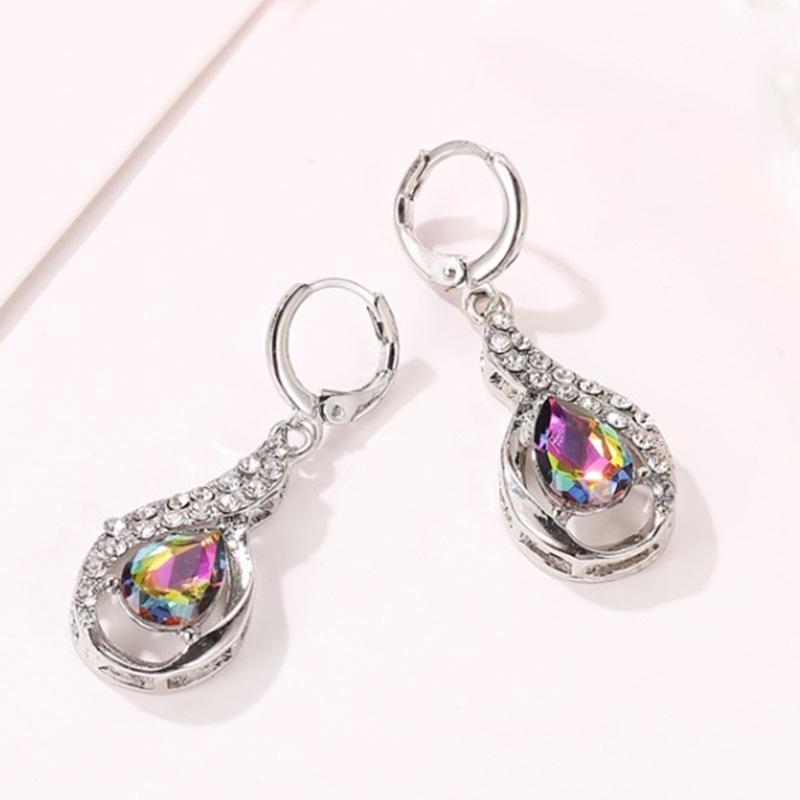 Colorful Seven-Color Zircon Ear Cuffs & Tassel Earrings for Women