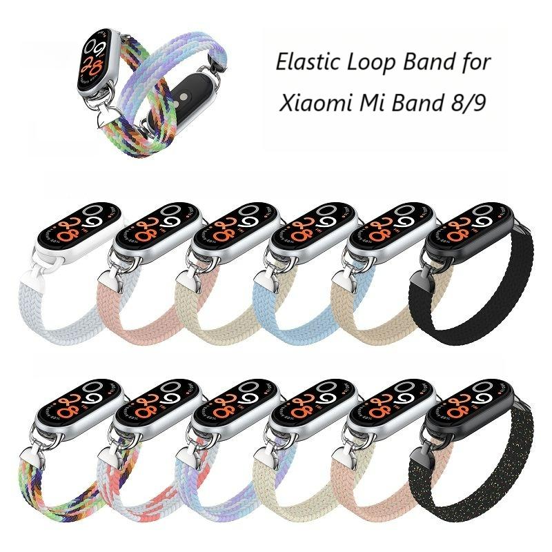 Braided Solo Loop Band for Xiaomi Smart Band 9 8 Strap Soft Elastic Nylon Bracelet Replacement Wristband for Xiaomi Mi Strap 9/8