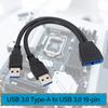 Double Port USB3.0 Male To Motherboard  19Pin Header Adapter Cable USB Extension Cable For PC Computer Board