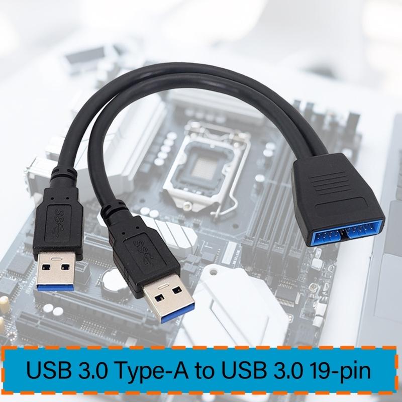 Double Port USB3.0 Male to Motherboard  19Pin Header Adapter Cable USB Extension Cable For PC Computer Board