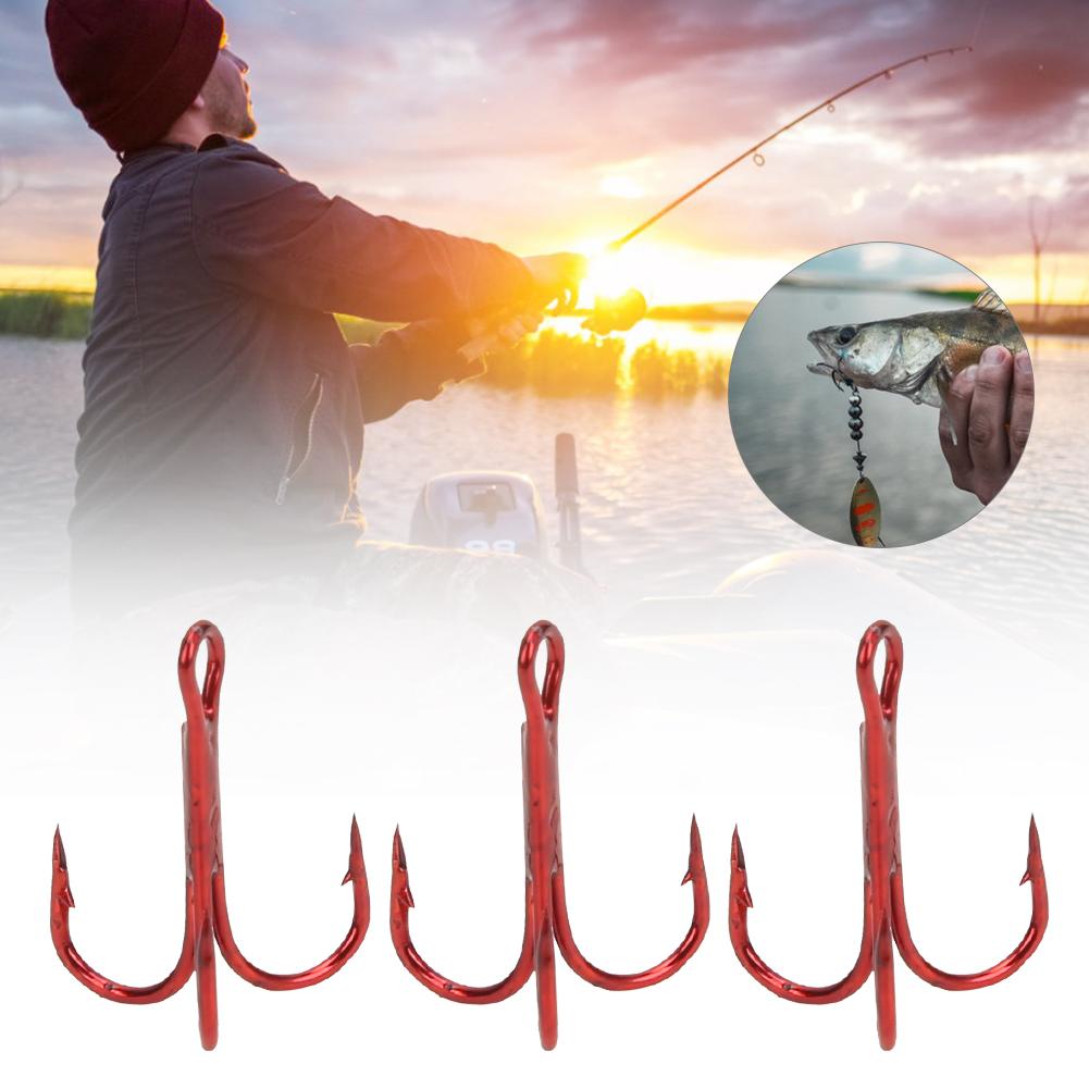 100 buc Cârlige Triplu Roșii Oțel Carbon Ridicat Cârlig de Pescuit Ac de Pescuit Accesorii de Pescuit 10#