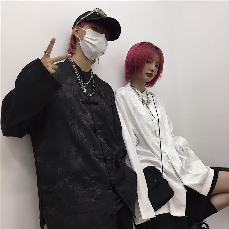 Men's Summer Dragon Robe: Chinese Zhongshan Style, Ice Silk, Sun Protection Tang Suit Jacket