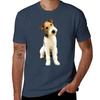 T-shirt con Testa Inclinata del Fox Terrier a Pelo Duro Maglietta Comoda a Maniche Corte per Allenamento
