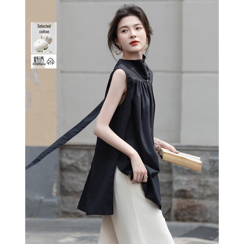 Demana Naturalism Women s Pure Cotton V-Neck Sleeveless Blouse M