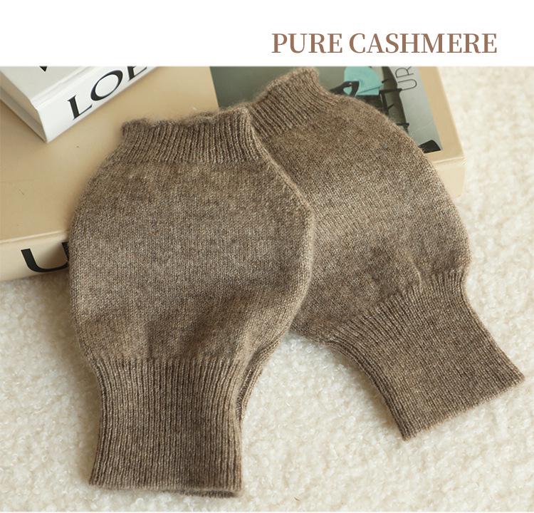 Women's 100% Pure Cashmere Half-Finger Gloves: Fingerless, Plain Knit, Warm and Cozy for Autumn/Winter