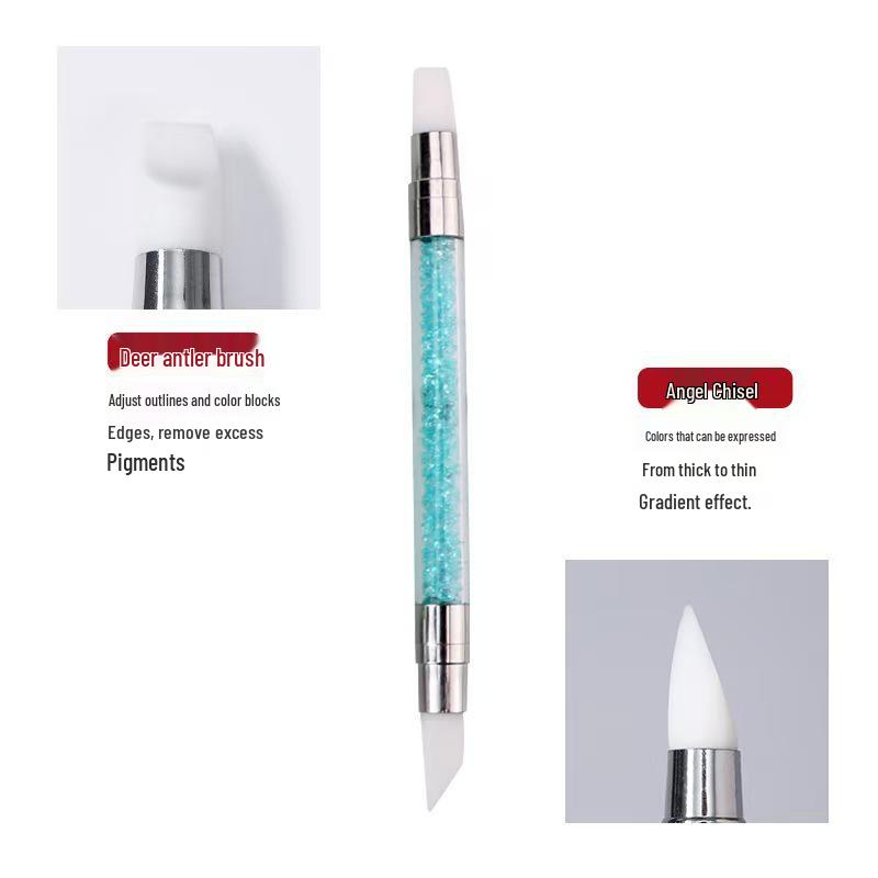 Nail Art Silicone Pen: Dual-Head Tool for Embossing, Magic Mirror Powder, and Gradient Color Mixing.