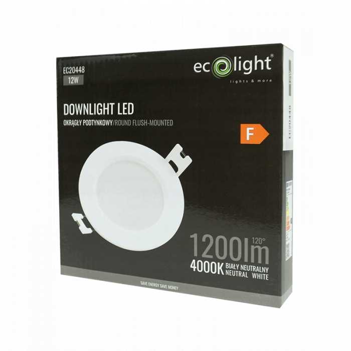 Downlight Led P/T Okrąg 12W 4000K Biały Dl-1