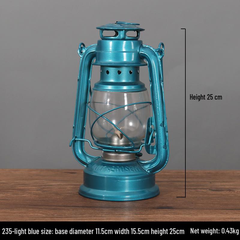 Vintage Wrought Iron Kerosene Hurricane Lamp - Nostalgic Camping Decor & Photography Prop