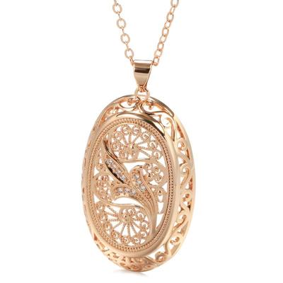 Kinel Rose Gold stort anheng halskjede for kvinner Zircon fine smykker