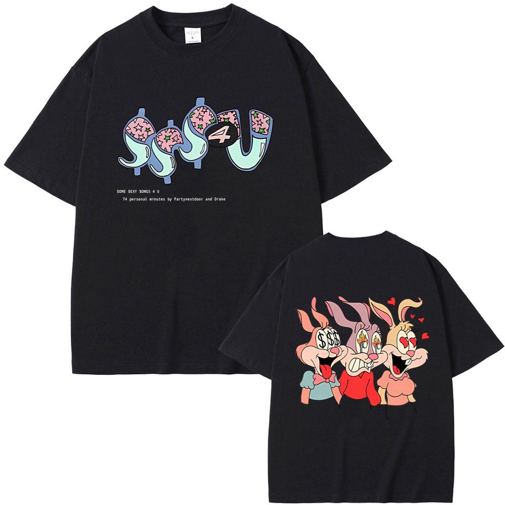 Rapper PARTYNEXTDOOR & Drake Some Sexy Songs 4 U SSS4U 2025 Double Sided Print T Shirts Men Fashion Hip Hop Oversized T-shirts