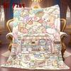 Kawaii Dessert & Animal Wonderland 2D Flat Pattern Flannel Blanket High Quality All Seasons Warmth and Comfort Perfect for Christmas Gifts.