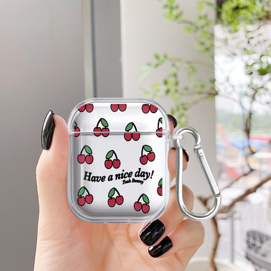 Case For Airpods Pro2 3 2 Pro Pro3 4 1 Clear Earphone Cases Cover Cartoon Cherry Lichee