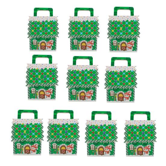 10Pcs Christmas Wonderland Cottage Gift Box Set Large 3D Pop-Up House Shaped Paper Candy Boxes Festive Holiday Party Favor Decor