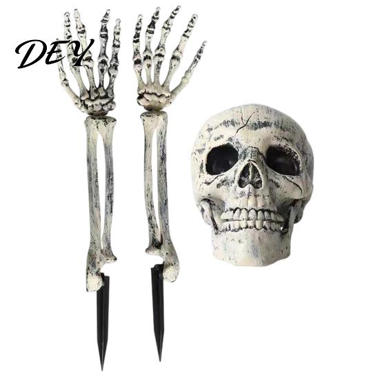 Waterproof Haunted House Decor Realistic Skeleton Stake, Spooky Halloween Skull Hand Yard Human Bone Stakes Sign for Outdoor Garden Lawn Graveyard