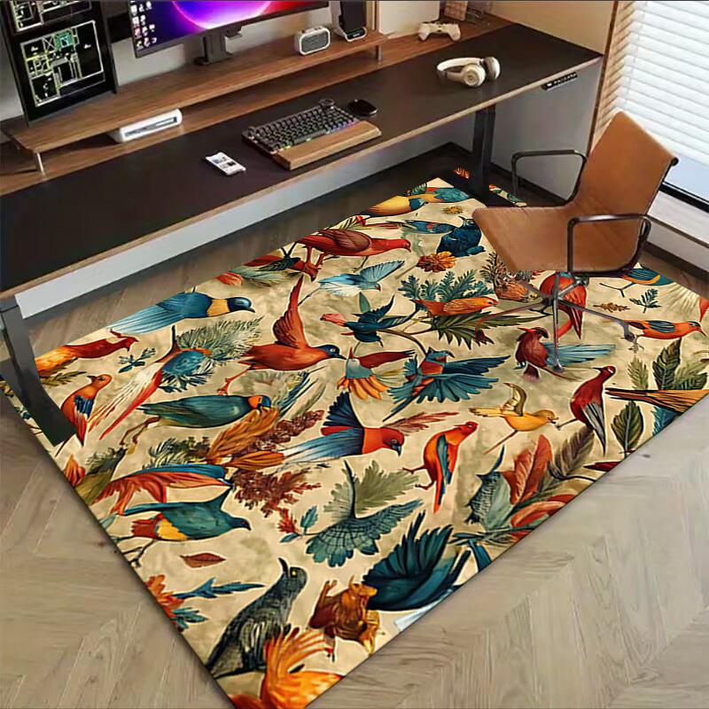 1PC Birds Flowers Anti-slip carpet, suitable for Office, bedroomand playrooms. It can also be used as a sofa footrest cover-R87
