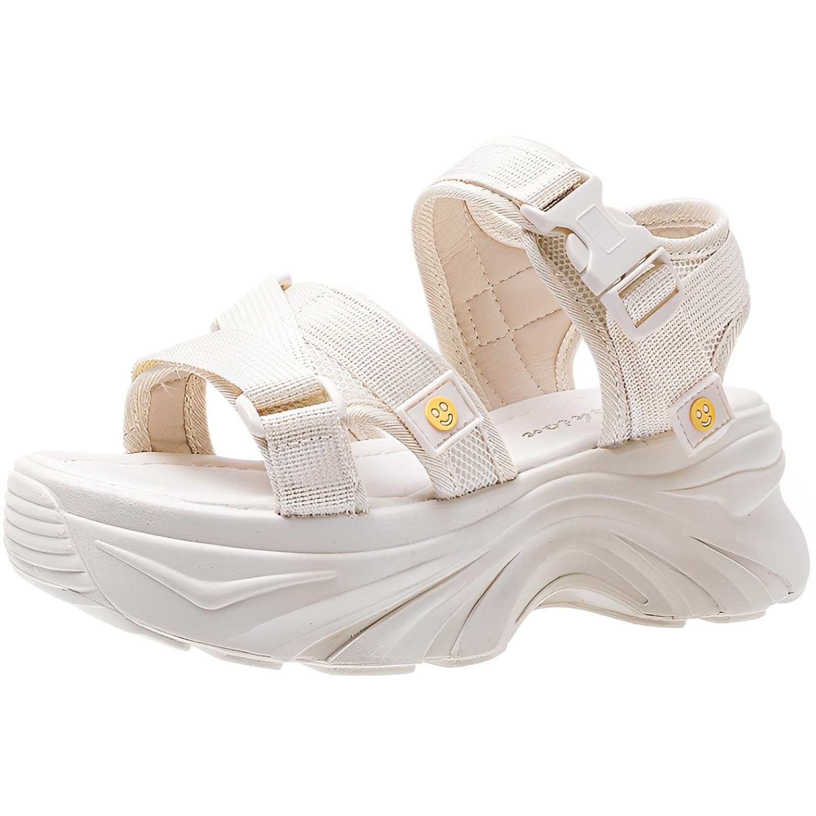 

сандалии для спорта легко ходить каблук 6 см [Magno] Женщины на толстой подошве, сандалии, легкие, в, обувь, (бежевый, 23.5 см) бежевый