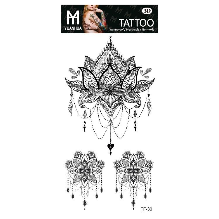 Plain Flower Bohemian Blue Rose Mermaid Waterproof Tattoo Sticker Simulation Water Transfer Sample Sticker