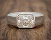 Men's Emerald Cut Moissanite Signet Ring, Solid 925 Sterling Silver (Wedding Gift)