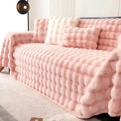 Copridivano addensato Copridivano in peluche di coniglio Asciugamani per divano Copridivano antiscivolo Copridivano universale di colore solido per soggiorno Casa moderna
