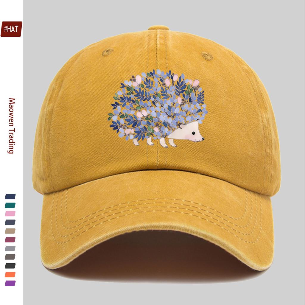 Pc Floral Hedgehog Print Baseball Cap Casual Pattern Design Decor Hat Comfortable Lightweight Sun Hat with Adjustable Strap