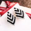 Japanese and Korean Geometric Rhombus Striped Diamond Stud Earrings Female Internet Celebrity Versatile Models High-end Temperament Elegant Earrings