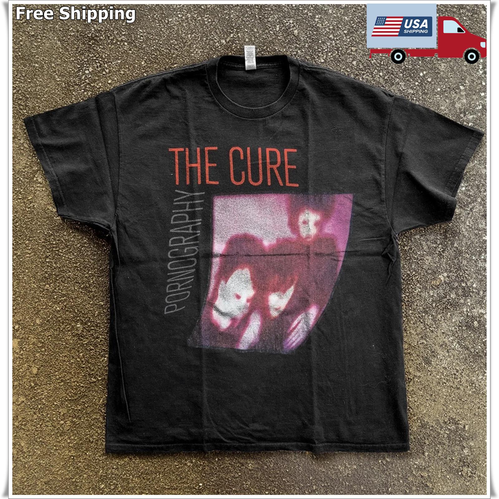 The Cure Pornography Photo Black Cotton T-shirt Size S-5XL S