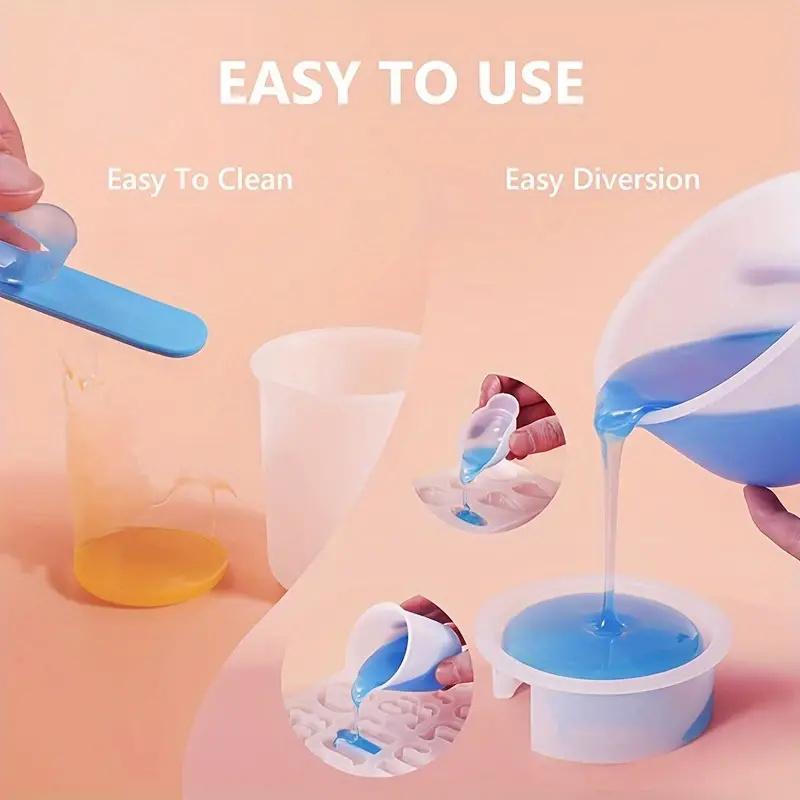 Silicone Measuring Cup Set 8.45oz & 3.38oz Stir Sticks Pipette Gloves For Epoxy Resin Mixing Jewelry Making Supplies Palette Cup