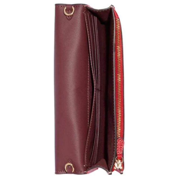 Coach Tan Signature Canvas Flap Crossbody Bag with 3D Strawberry Charm & Red Leather Trim for Daily Use CH547-IMVGQ