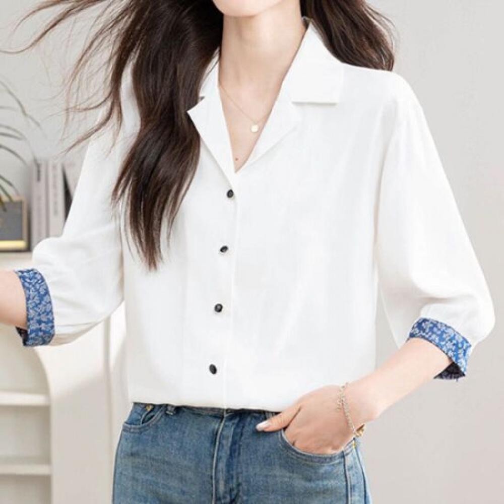 Navava Women Vintage Clean Point Sleeve 7 8 Shirt Nb2197
