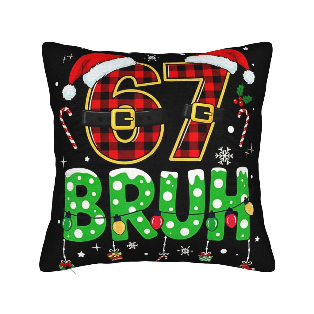 Decorative Pillowcase 67 Six Seven Christmas Bruh Funny Italian Brainrot Meme Product Pillow Case Cover Zippered Multi-Size