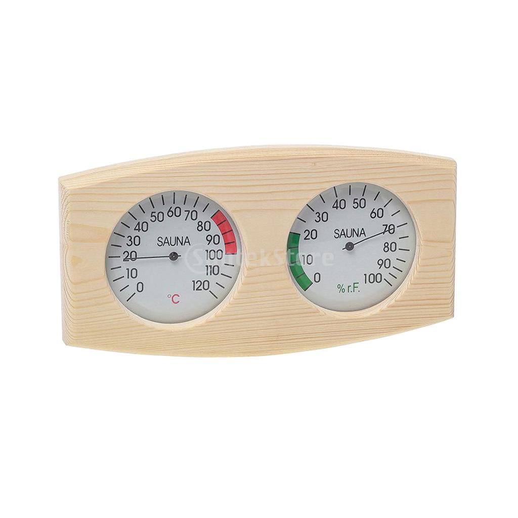 Pine Wood Sauna Thermometer Hygrometer Horizontal Durable Digital Sauna Room Accessories Indoor Humidity Temperature Measurement