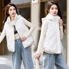 Women's Hooded Diamond‑Quilted Puffer Vest Sleeveless Drawstring Hem Warm Casual Winter Gilet Waistcoat