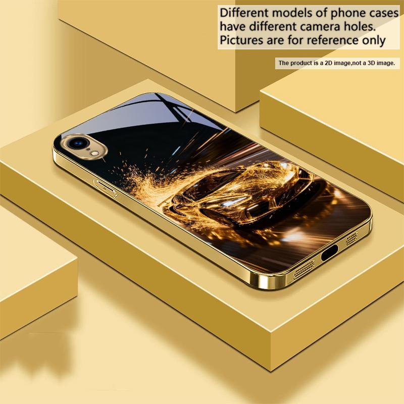 

Летающий золотой суперкар Для IPhone 17Pro Max 16 17 Pro 15 Pro 14 13 Plus 12 Mini 11Pro Max XR 16E 17Air Золотой стеклянный чехол для телефона iPhone 13 mini