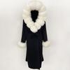 OFTBUY Autumn Winter Women Coat Real Natural Fox Fur Collar Hooded Double-faced Woolen Blends Jacket Thick Warm Casual Overwears