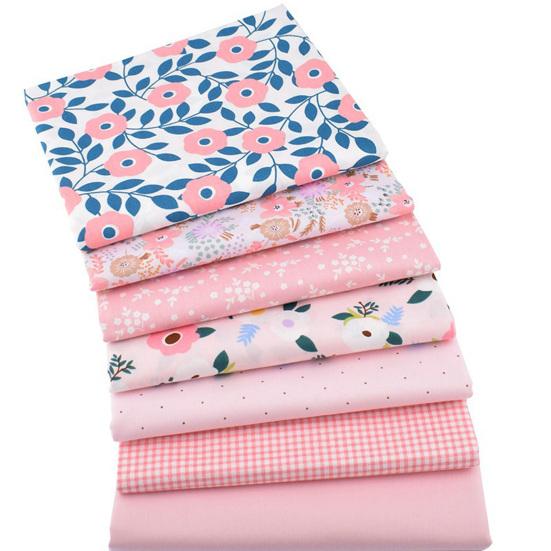 1 Set Beautiful Flower Printed Patchwork Cloth Elegant Eye-catching Fabric Sewing Cloth for Home