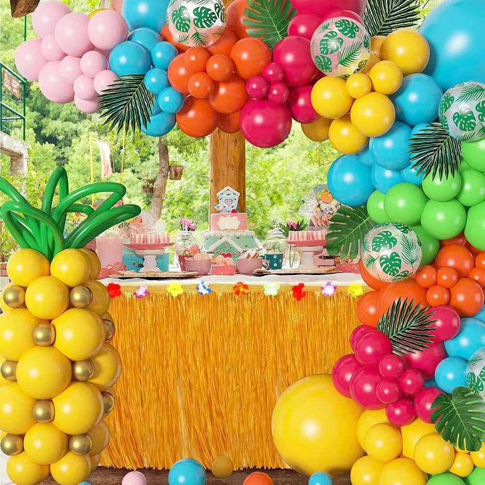 Tropical Hawaiian Theme Balloon Set Transparent Turtle Leaf Latex Balloon Birthday Party Decoration Supplies