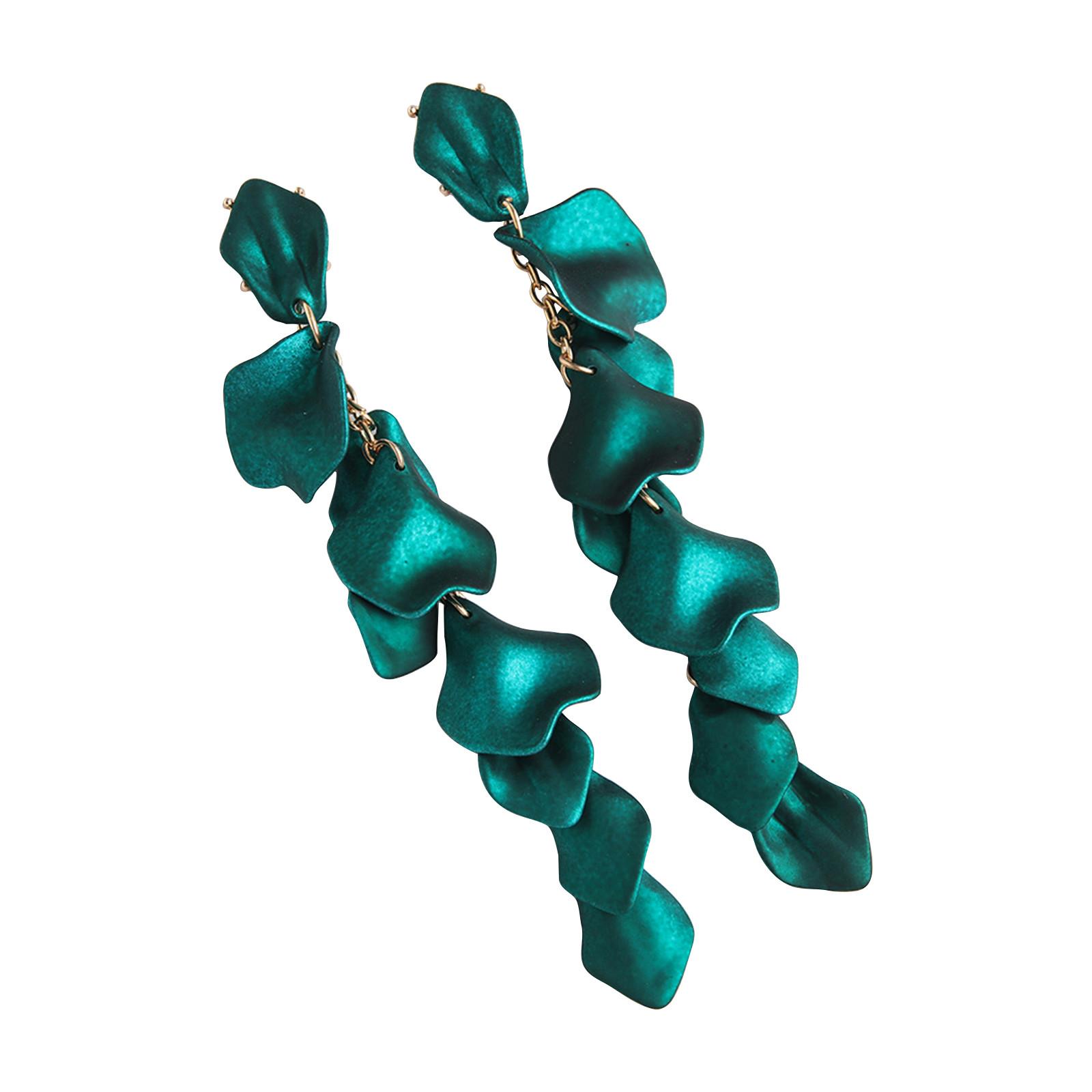 Длинные акриловые серьги в виде лепестков роз, висячие серьги в виде преувеличенных цветов, серьги-капли с цветочными кисточками для женщин One Size