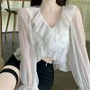 Women's Sun Protection Shirt Cardigan Sunscreen Cropped   Lace-up Ruffles