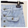 Hög midja Smal passform Retro Midi Denimkjol med Enkelknäppt Sprund