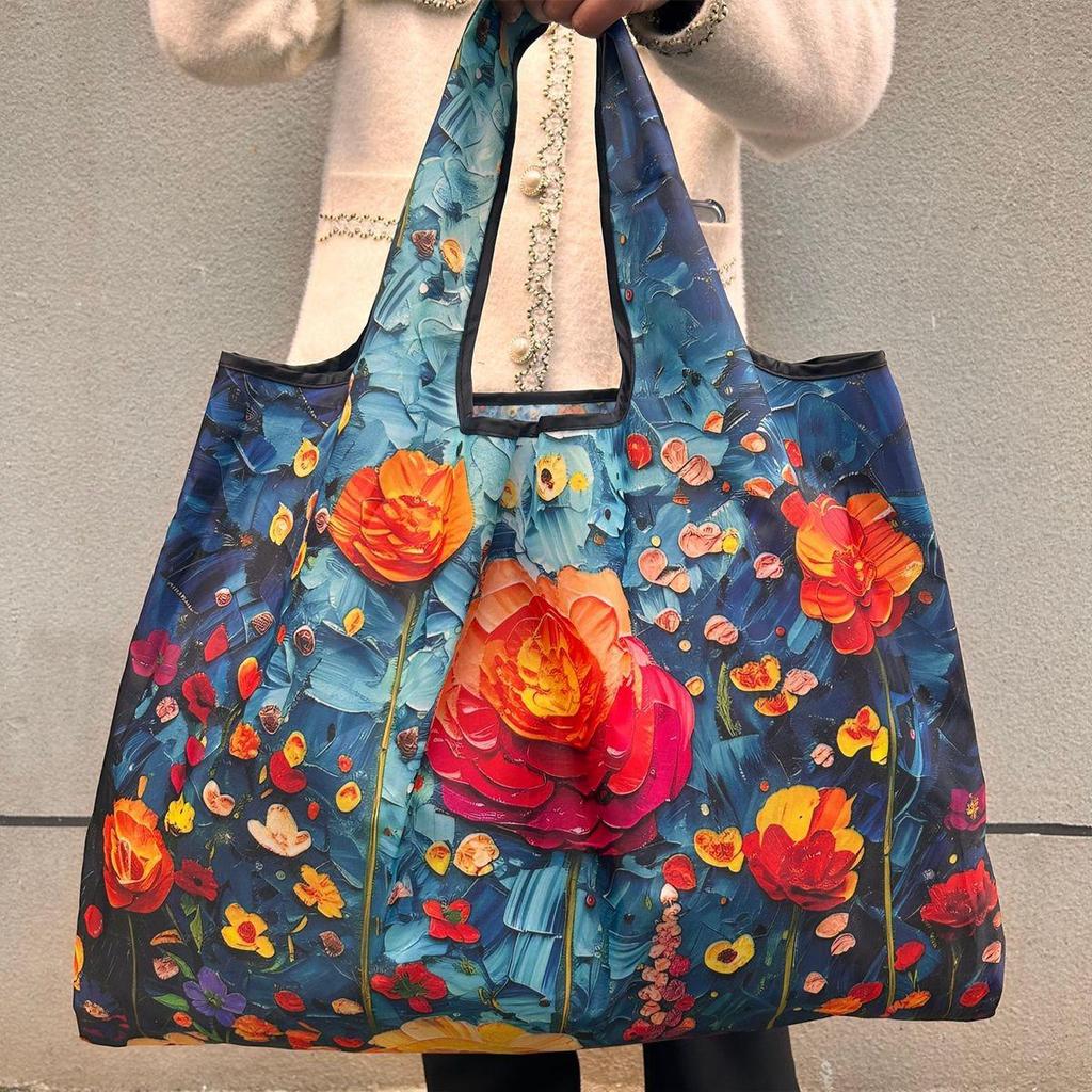 Borsa Tote da Viaggio Pieghevole Ecologica con Cartoni Animati - Borsa da Shopping a Spalla Singola di Grande Capacità per Donne