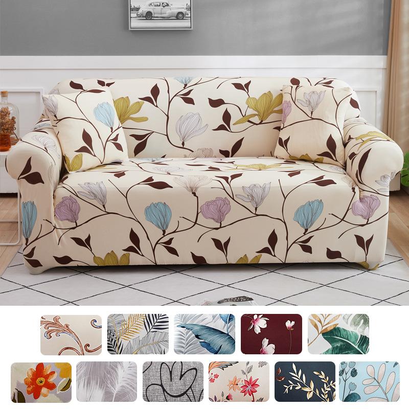 Elastische Schonbezüge mit Blumendruck, Stretch-Sofabezug für Wohnzimmer, Eckcouchbezug, Schnittsesselbezug für 1/2/3/4 Sitz