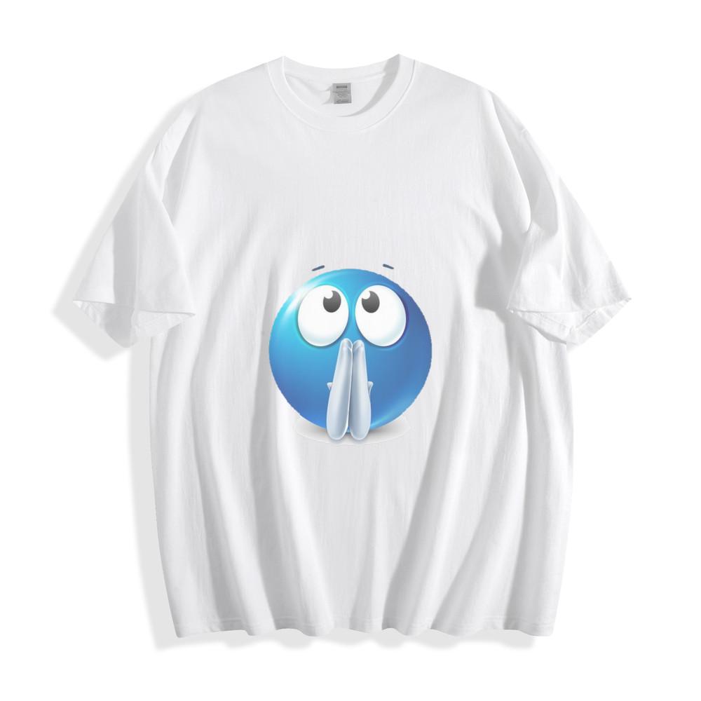Gentle Blue Emoji Prayer T-Shirt - Peaceful and Serene Design Unisex Tee