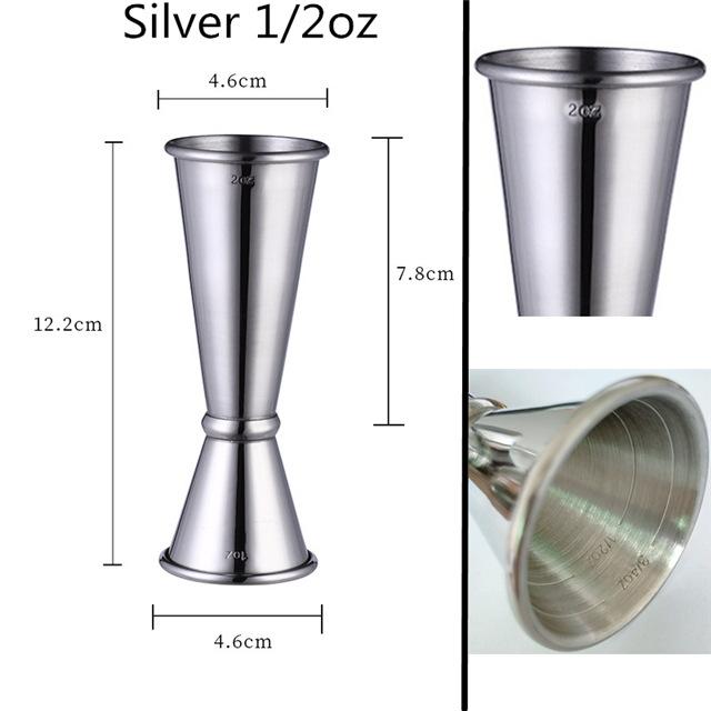 

New Dual Shot Stainless Steel Measure Cup Cocktail Shaker Drink Spirit Measure Jigger Kitchen Bar Barware Tools For bartender серебряный
